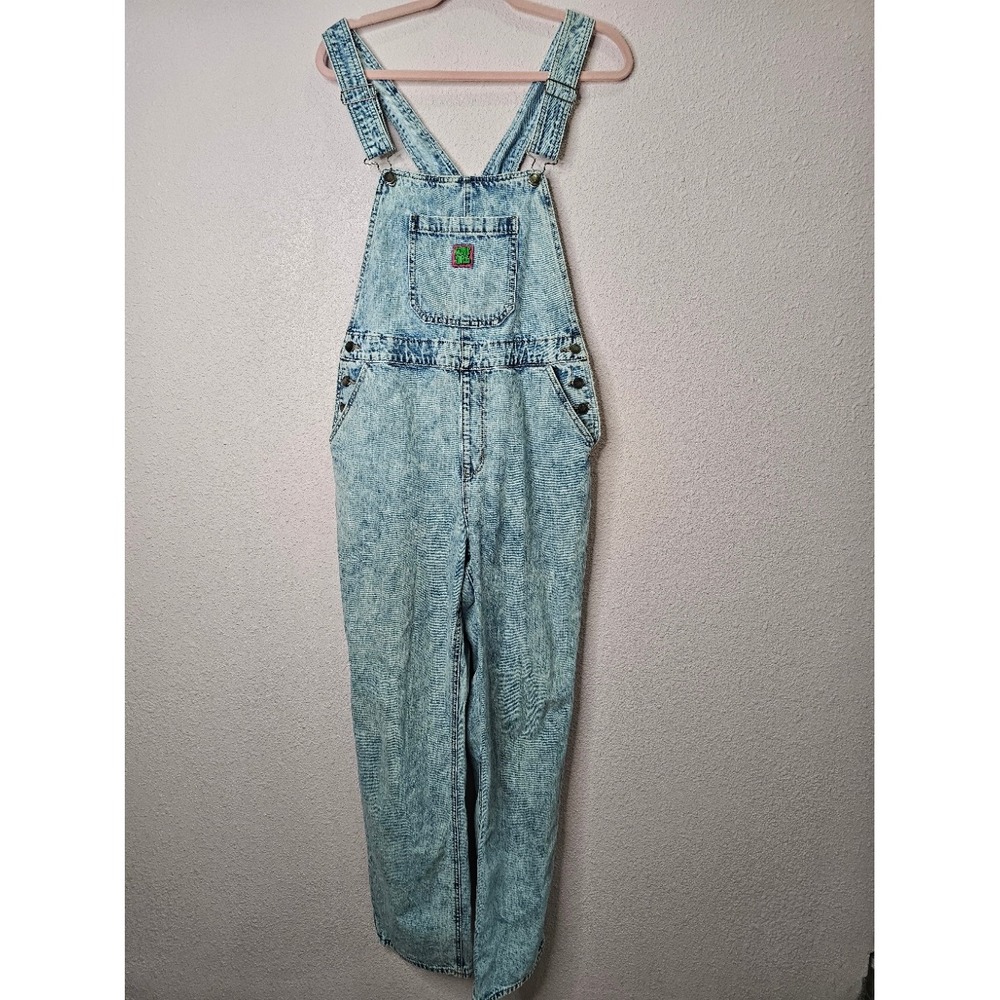 Empyre Suzie Womens Acid Wash Denim Overalls Light Blue 90s Streetwear Size L